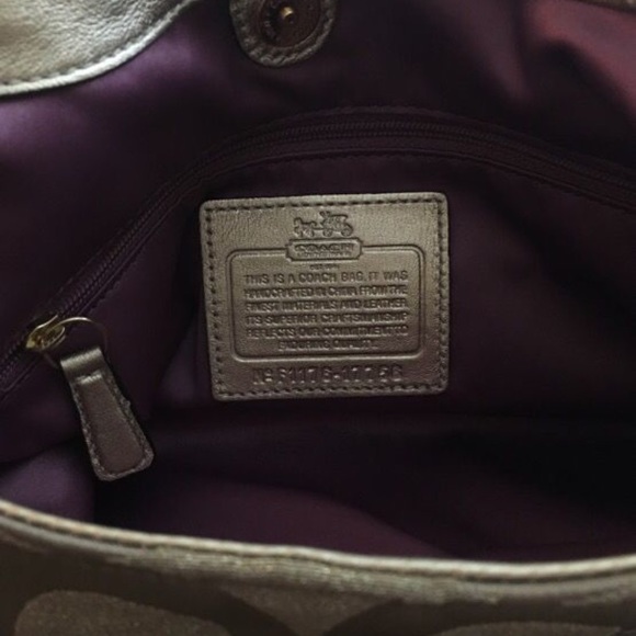 Large Tan/Gold Coach Purse - Picture 4 of 6